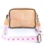 Korková crossbody kabelka s růžovým popruhem