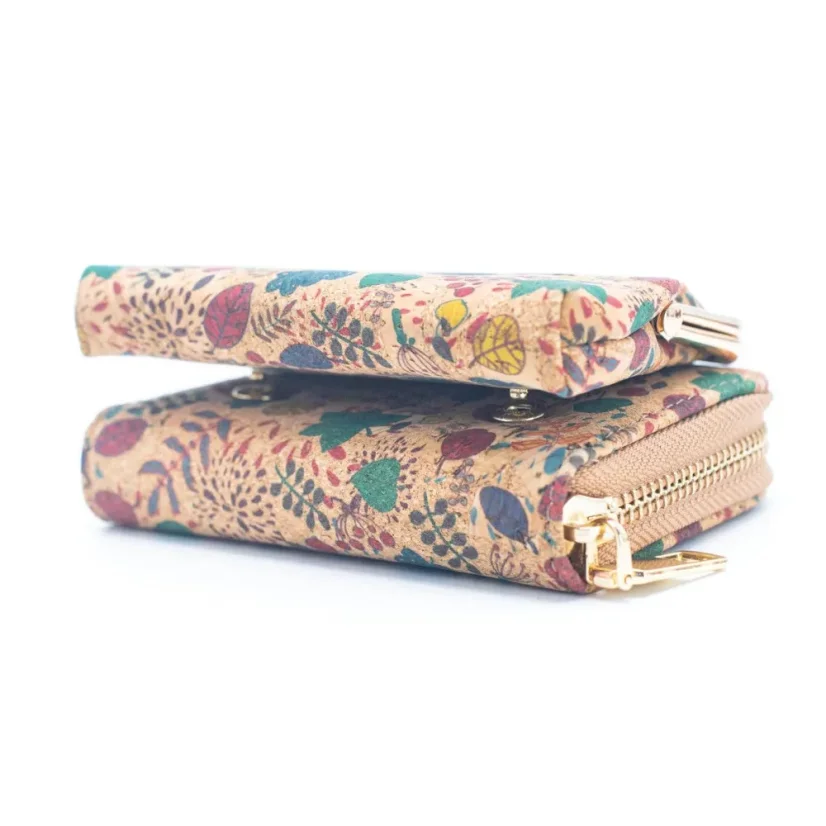 Korková peněženka na mince a kreditní karty Floral Print
