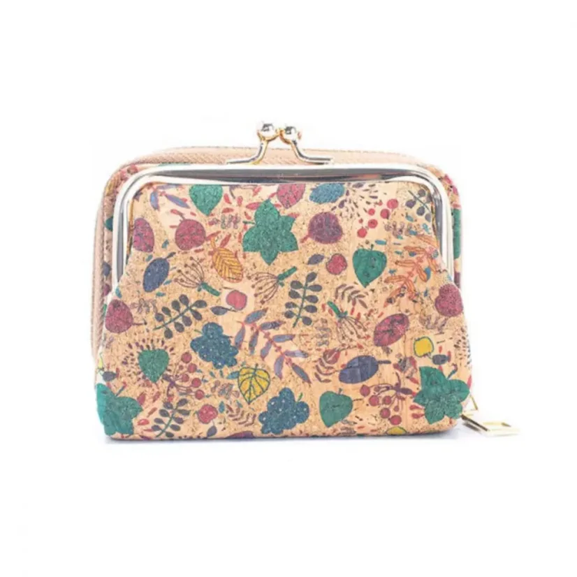 Korková peněženka na mince a kreditní karty Floral Print