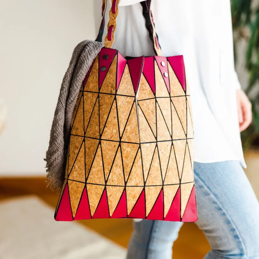 Korková kabelka Shopping tote bag geometric