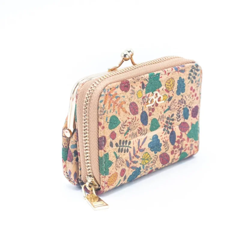 Korková peněženka na mince a kreditní karty Floral Print