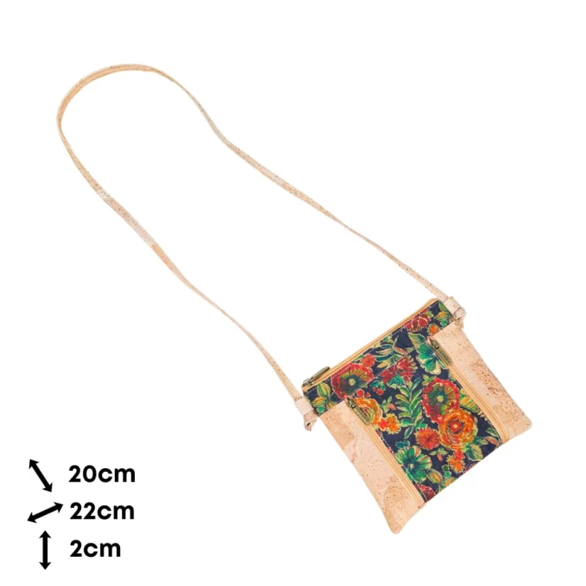 Korková crossbody kabelka s květinovým potiskem