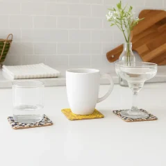 Sada 5 ks hranatých podtácků z korku a EVA pěny