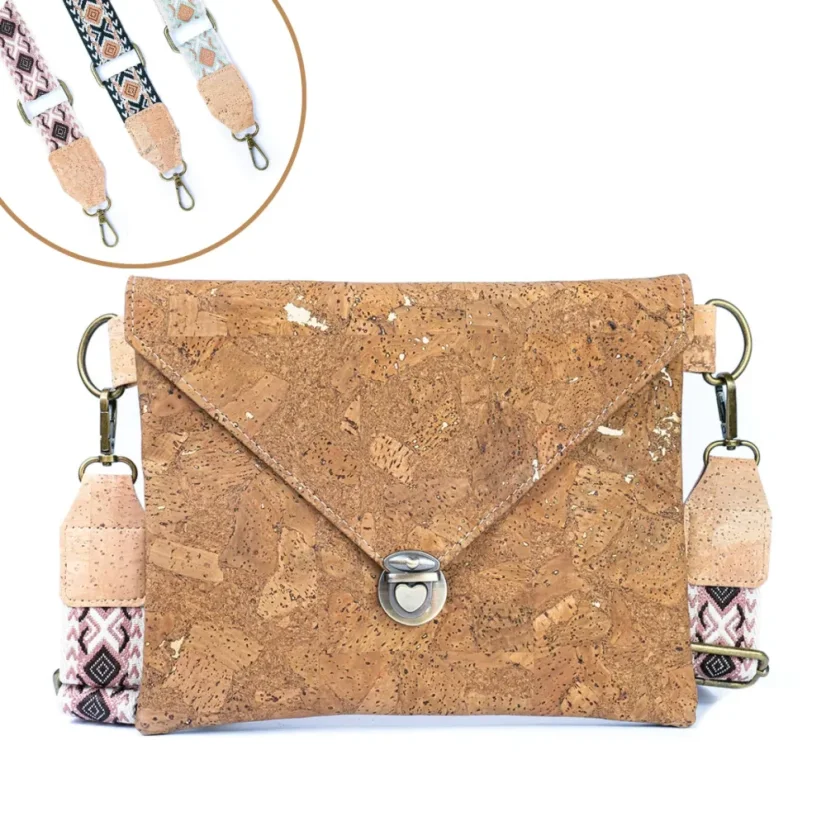 Korková crossbody kabelka s širokým popruhem