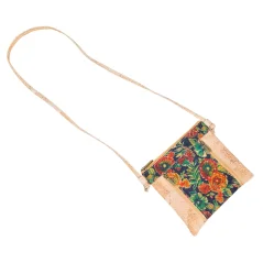 Korková crossbody kabelka s květinovým potiskem