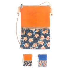 Korková taštička na mobil Flowers