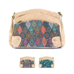 Korková crossbody kabelka se třemi zipy