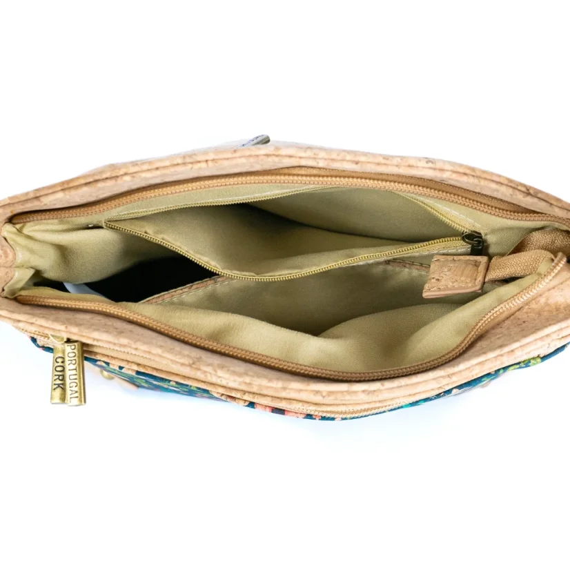 Korková crossbody kabelka se třemi zipy