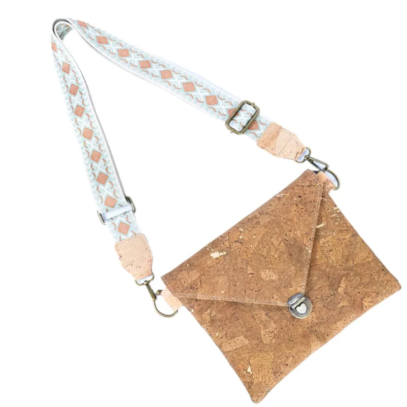 Korková crossbody kabelka s širokým popruhem