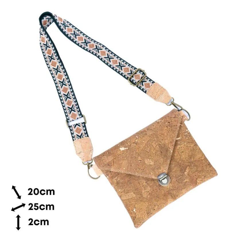 Korková crossbody kabelka s širokým popruhem