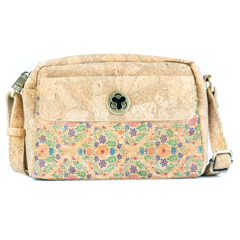 Korková crossbody kabelka s otočným zapínáním