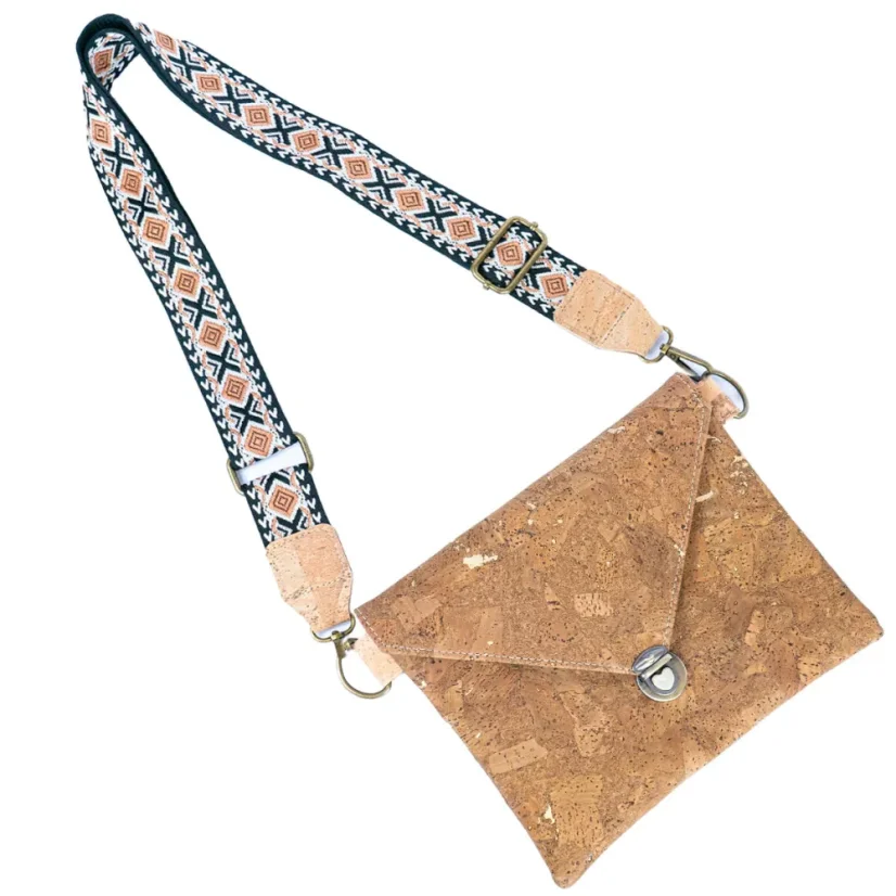 Korková crossbody kabelka s širokým popruhem