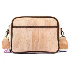 Korková crossbody kabelka s růžovým popruhem