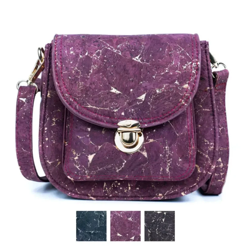 Korková crossbody kabelka Golden Accents - Barva: Tmavě hnědá