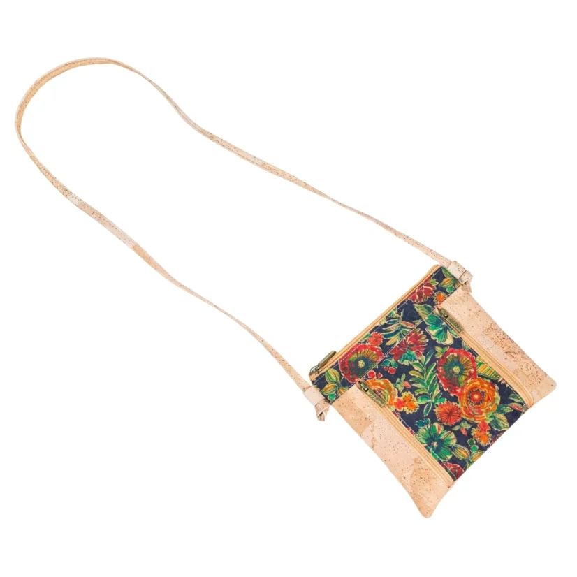 Korková crossbody kabelka s květinovým potiskem
