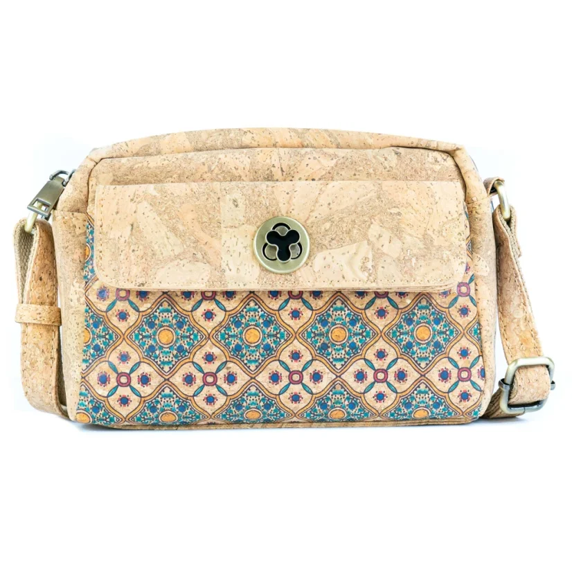 Korková crossbody kabelka s otočným zapínáním