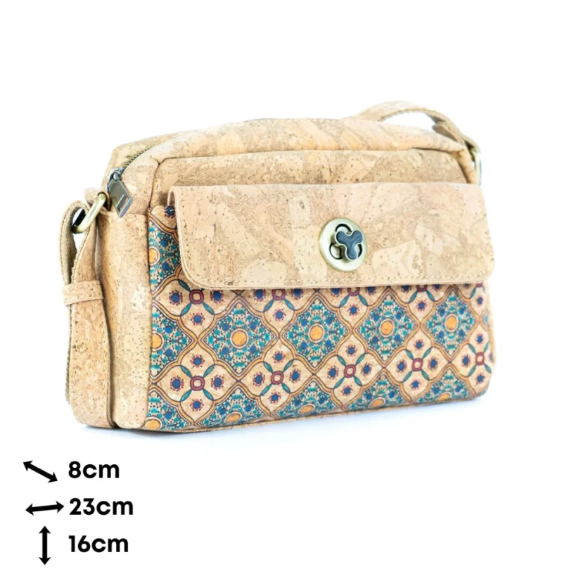 Korková crossbody kabelka s otočným zapínáním