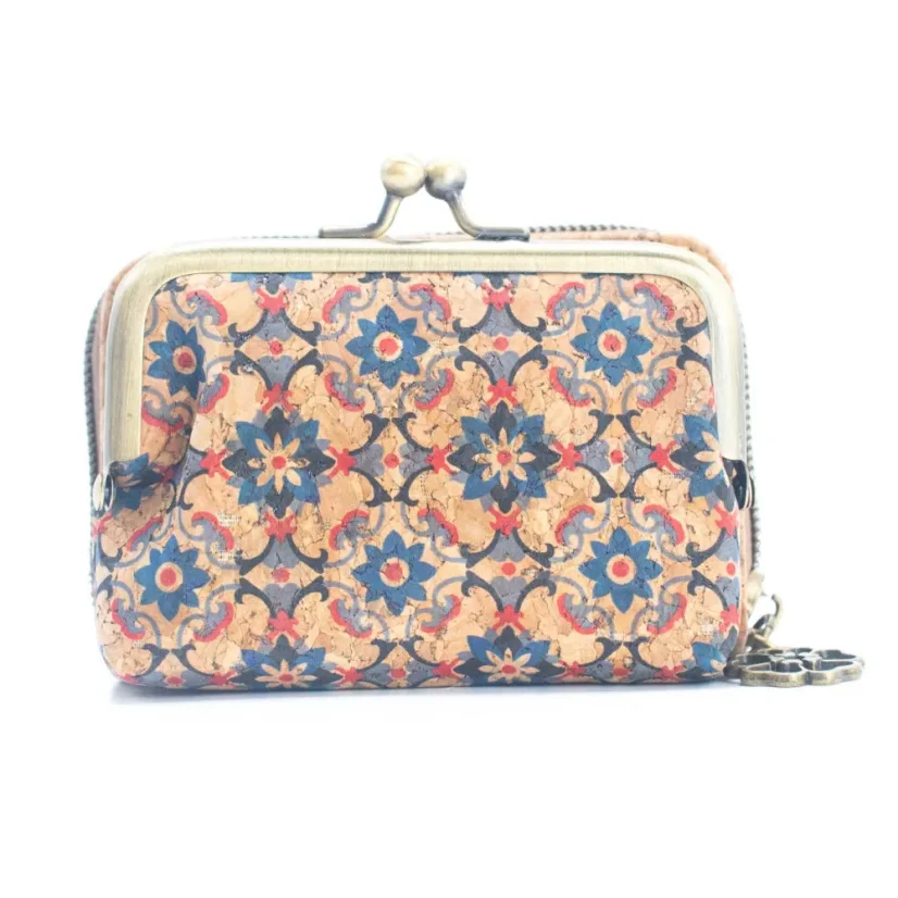 Korková peněženka na mince a kreditní karty Floral