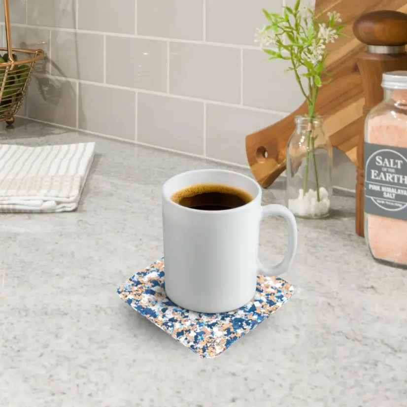 Sada 5 ks hranatých podtácků z korku a EVA pěny