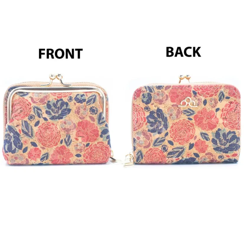 Korková peněženka na mince a kreditní karty Floral Print