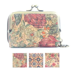 Korková peněženka na mince a kreditní karty Floral