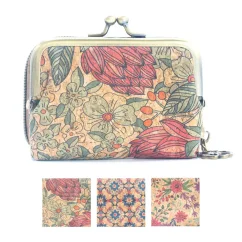 Korková peněženka na mince a kreditní karty Floral
