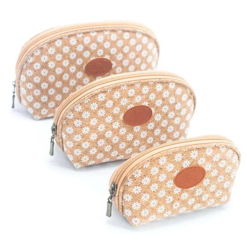 Sada 3 korkových kosmetických taštiček Daisy