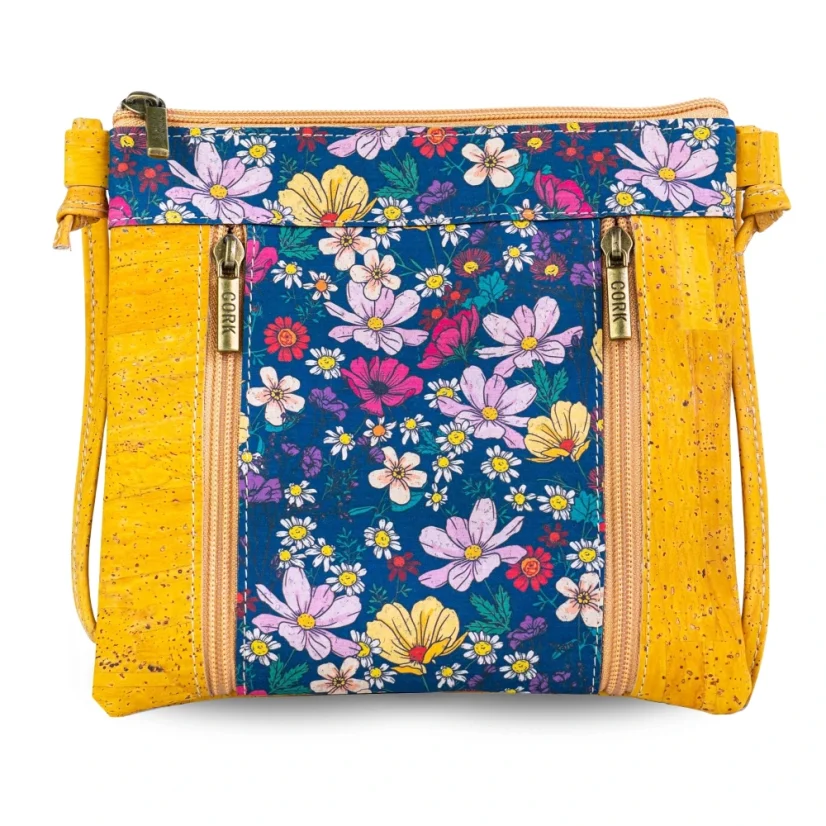 Korková crossbody kabelka s květinovým potiskem