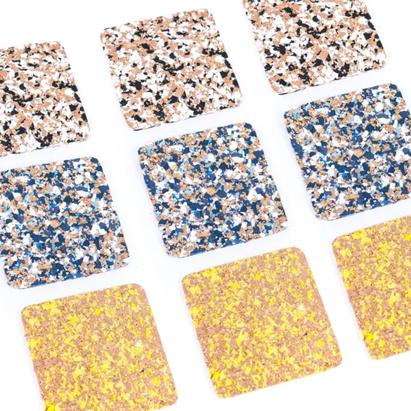 Sada 5 ks hranatých podtácků z korku a EVA pěny